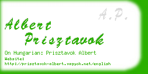 albert prisztavok business card